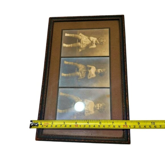 Antique Framed Matted Photo Series Little Girl 3 Sepia PICs Griffin Studio 12x8 - Picture 12 of 12